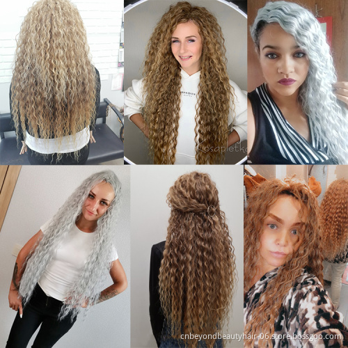 24inch 30inch 36inch Blonde Pink Brown Curly braiding Hair Wavy braiding hair For Russia synthetic yaki ombre Crochet hair